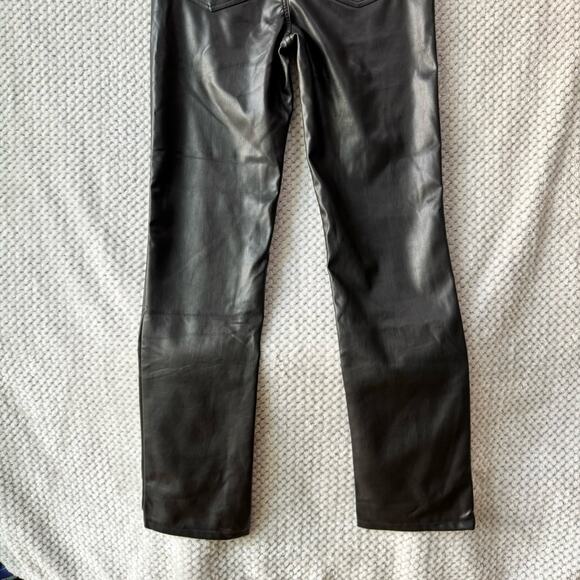 AFRM Pants 28 Black Heston Faux Leather High Rise Straight Leg 5 Pockets Lined - Picture 7 of 15